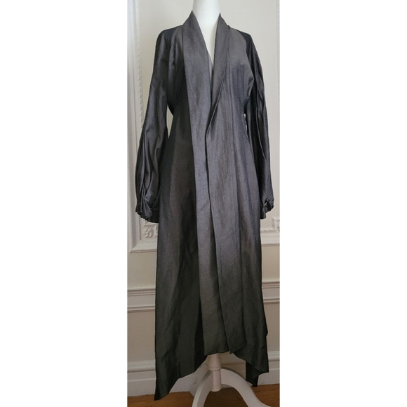 divka Jackets & Blazers - Divka Minimalist Charcoal Women's Trench Coat Japanese Design